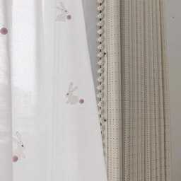 A Pair Of Chenille Kids Curtains With Decorative Pompom Trim , Cream Living Room Curtains, Nursery , Bedroom Custom Made - thumbnail 3