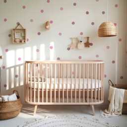 Pink Polka Dots Nursery Wall Stickers