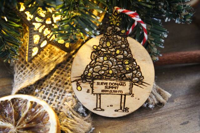 Slieve Donard Summit Wooden Christmas Ornament Mournes Bauble Gift Winter Cute Mountain Norn Ireland Slang Present Laser Wood Burned - image 1