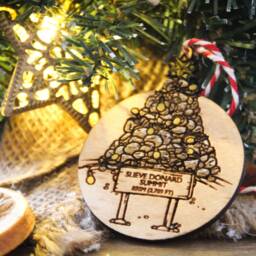 Slieve Donard Summit Wooden Christmas Ornament Mournes Bauble Gift Winter Cute Mountain Norn Ireland Slang Present Laser Wood Burned - thumbnail 3