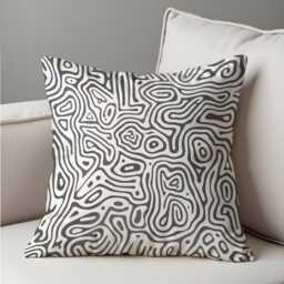 Monochrome Abstract Cushion Cover, Black Line Art Pillow Case, Modern Minimalist Throw Sofa Or Bedroom Decor