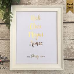 Family Names Personalised Foil Print, Customised Name Gold, Rose Gold Unframed Art, Wall Home Decor, Word Gift For Her - thumbnail 2