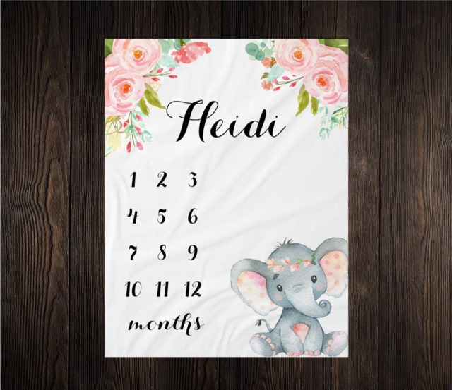 Safari Baby Milestone Blanket Month Growth Tracker Fleece Shower Tribal Newborn Gift Animals - image 1