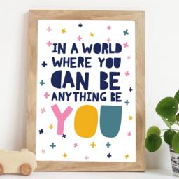 Be You Print, Girls Nursery Prints, Affirmation Bedroom Inspirational Quotes, Playroom Wall Art - thumbnail 1