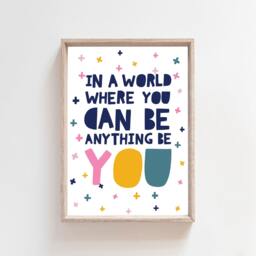 Be You Print, Girls Nursery Prints, Affirmation Bedroom Inspirational Quotes, Playroom Wall Art - thumbnail 2