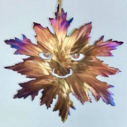 Green Man Wall Art Rainbow Steel Leaf Plaque - 15cm - thumbnail 3