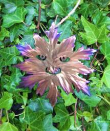 Green Man Wall Art Rainbow Steel Leaf Plaque - 15cm