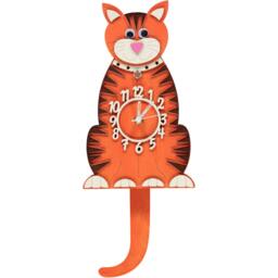 Ginger Cat Personalised Wooden Pendulum Children's Clock - thumbnail 2