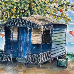 "Art, Painting, Watercolor, Jamaican, Shabby, Rustic, Shop, Print - ""Cold Drinks" - thumbnail 2