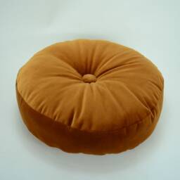 Round Copper Velvet Pillow // Pouf Box Tufted Cushion - thumbnail 3