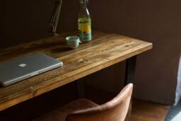 Handcrafted Reclaimed Wood Desk Black Steel Legs, Industrial Style