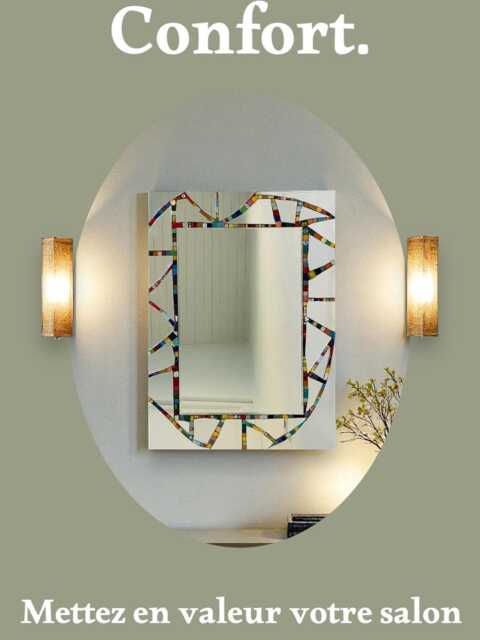 Rectangular & Square Stained-Glass Mirrors, Versailles, Baroque Elegance, Colorful Glass Mosaic One-Of-A-Kind, Handmade in France - image 1