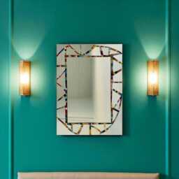 Rectangular & Square Stained-Glass Mirrors, Versailles, Baroque Elegance, Colorful Glass Mosaic One-Of-A-Kind, Handmade in France - thumbnail 3