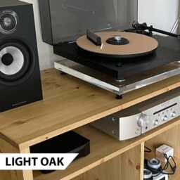 Vinyl Record Storage Cabinet With Floating Shelf Minimal Unit - Hi-Fi Oak Walnut Teak - thumbnail 4