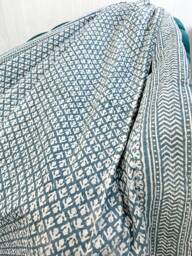 Kantha Stitch Pure Cotton Reversible Bed/Sofa Throw King Size - Handmade Handprinted Country Dohar Elegant White Slate Grey Mini Mughal
