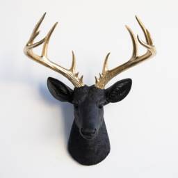Faux Taxidermy Large Deer Wall Mount - Decor Black & Gold Nd1708 - thumbnail 1