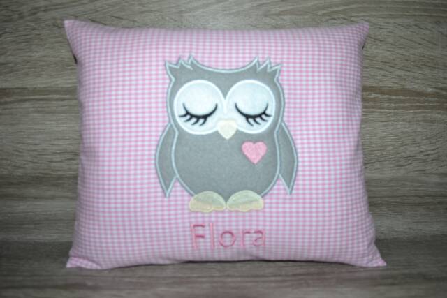 Pillow Owl, Owl Pillow, Name Pillow With Name, Baptism Birth Children's Handmade - image 1
