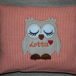 Pillow Owl, Owl Pillow, Name Pillow With Name, Baptism Birth Children's Handmade - thumbnail 4