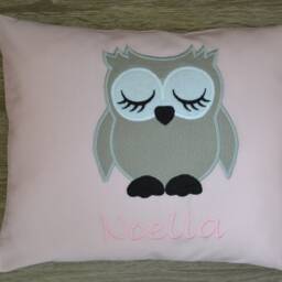 Pillow Owl, Owl Pillow, Name Pillow With Name, Baptism Birth Children's Handmade - thumbnail 3
