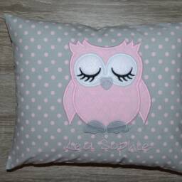Pillow Owl, Owl Pillow, Name Pillow With Name, Baptism Birth Children's Handmade - thumbnail 2