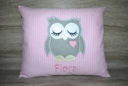 Pillow Owl, Owl Pillow, Name Pillow With Name, Baptism Birth Children's Handmade - thumbnail 1