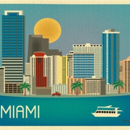 Miami Skyline Art Print, Map, Florida State Art, Horizontal, Nursery, Loose Petals City Art Print - Style E8-O-Mia - thumbnail 2
