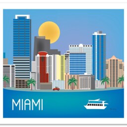 Miami Skyline Art Print, Map, Florida State Art, Horizontal, Nursery, Loose Petals City Art Print - Style E8-O-Mia - thumbnail 3