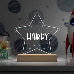 Personalised Star Night Light, Custom Printed Name Lamp, Baby Gift, Childs Boys Bedroom Decor, Boy Nursery, Sign - thumbnail 1