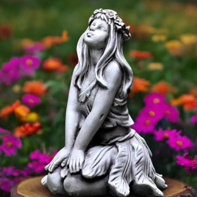 Magical Forest Girl Statue Concrete Woodland Fairy Aculpture Mystical Garden Decoration Handmade Spirit Ornament Outdoor Art - image 1