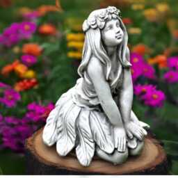 Magical Forest Girl Statue Concrete Woodland Fairy Aculpture Mystical Garden Decoration Handmade Spirit Ornament Outdoor Art - thumbnail 2