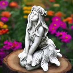 Magical Forest Girl Statue Concrete Woodland Fairy Aculpture Mystical Garden Decoration Handmade Spirit Ornament Outdoor Art - thumbnail 3