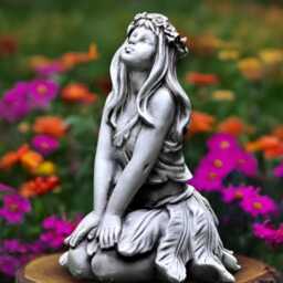 Magical Forest Girl Statue Concrete Woodland Fairy Aculpture Mystical Garden Decoration Handmade Spirit Ornament Outdoor Art - thumbnail 1