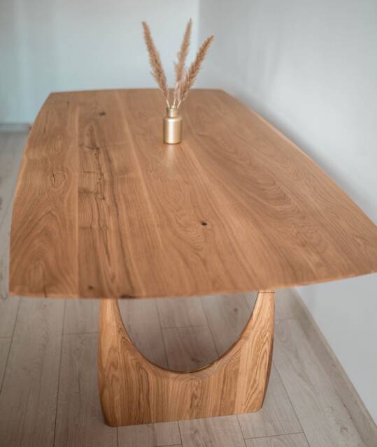 Solid Oak Dining Table, Live Edge, Scandinavian Style, 240x100 cm - image 1