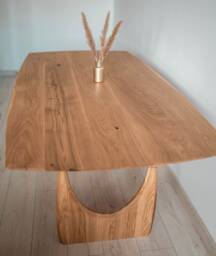 Solid Oak Dining Table, Live Edge, Scandinavian Style, 240x100 cm - thumbnail 1