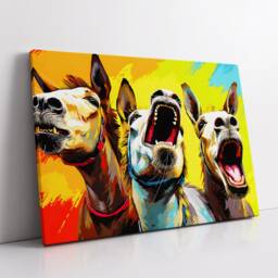 Colorful Donkeys Yelling Animal Abstract Oil Painting Paint Splatter Wall Art Framed Canvas Poster Print Home Living Room Decor Fun Gift - thumbnail 2