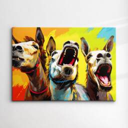 Colorful Donkeys Yelling Animal Abstract Oil Painting Paint Splatter Wall Art Framed Canvas Poster Print Home Living Room Decor Fun Gift - thumbnail 3