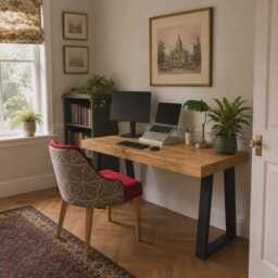 Boston Desk Industrial Metal Legs Thick Rustic Wood - thumbnail 2