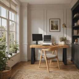 Boston Desk Industrial Metal Legs Thick Rustic Wood - thumbnail 3