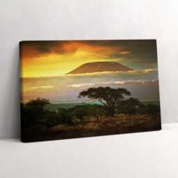 Mount Kilimanjaro & Cloud Line At Sunset Canvas, Wall Art Picture, Brown Decoration, Landscape Canvas - thumbnail 2
