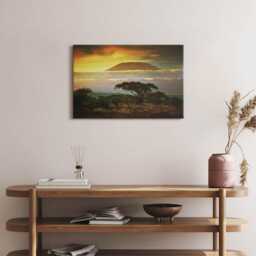 Mount Kilimanjaro & Cloud Line At Sunset Canvas, Wall Art Picture, Brown Decoration, Landscape Canvas - thumbnail 3