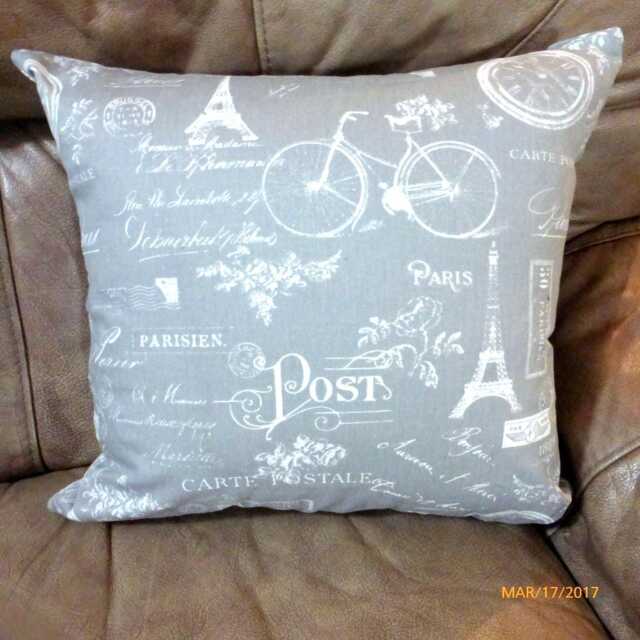 Grey & White Paris Pillow Cover, French Country Decor - image 1