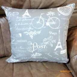 Grey & White Paris Pillow Cover, French Country Decor - thumbnail 1