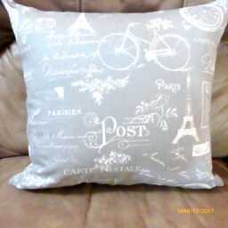 Grey & White Paris Pillow Cover, French Country Decor - thumbnail 4