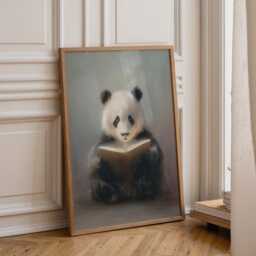 Bookish Wall Art - Panda Reading Book Print Lover Poster Funny Gift - thumbnail 1