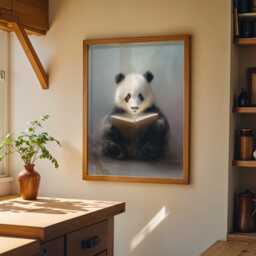 Bookish Wall Art - Panda Reading Book Print Lover Poster Funny Gift - thumbnail 3