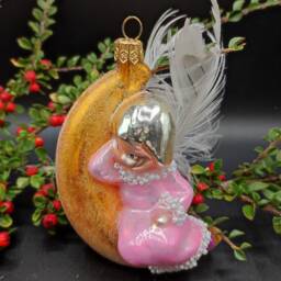 Hand Blown Glass Angel Ornament Sparkling Christmas Bauble, Made in Poland - thumbnail 1
