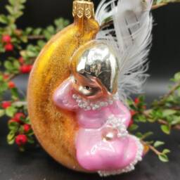 Hand Blown Glass Angel Ornament Sparkling Christmas Bauble, Made in Poland - thumbnail 2