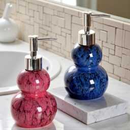 Marble Ceramic Soap Dispenser Unique Cylinder Dispener, Bathroom Decor , Lotion Bottle - thumbnail 2
