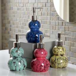Marble Ceramic Soap Dispenser Unique Cylinder Dispener, Bathroom Decor , Lotion Bottle - thumbnail 1