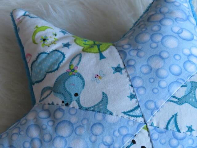 Star Pillow...blue Star...children's Room...sleeping...cuddly Pillow...fawn...boys...baby...decorative Pillow...kids - image 1